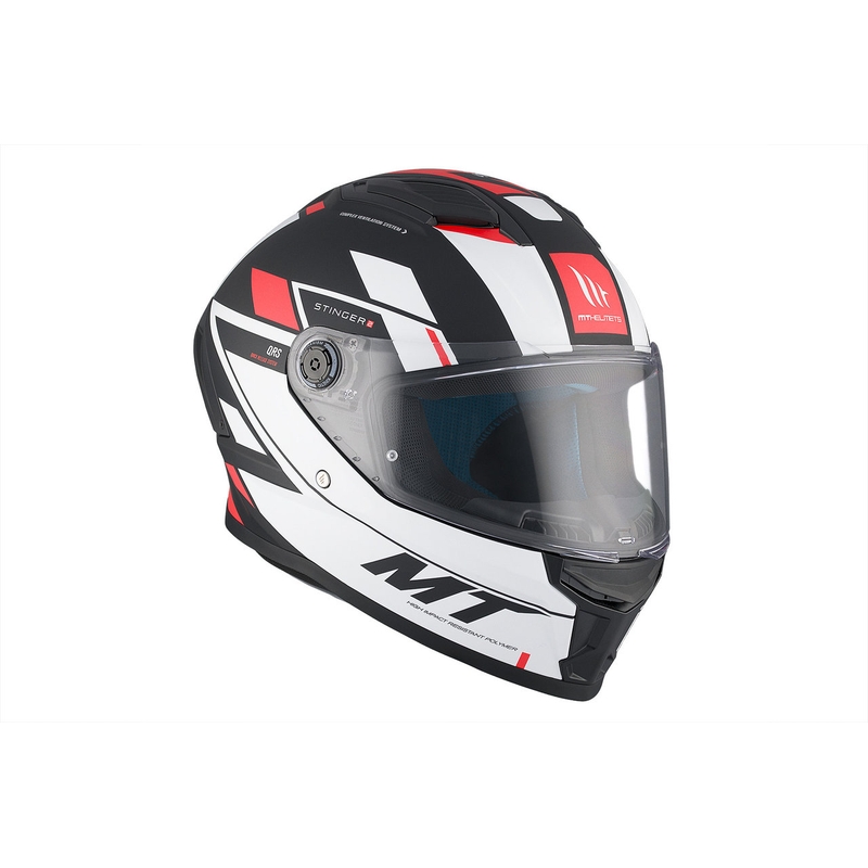 MT Stinger 2 Solid Zivze integraal motorhelm wit-zwart-rood mat