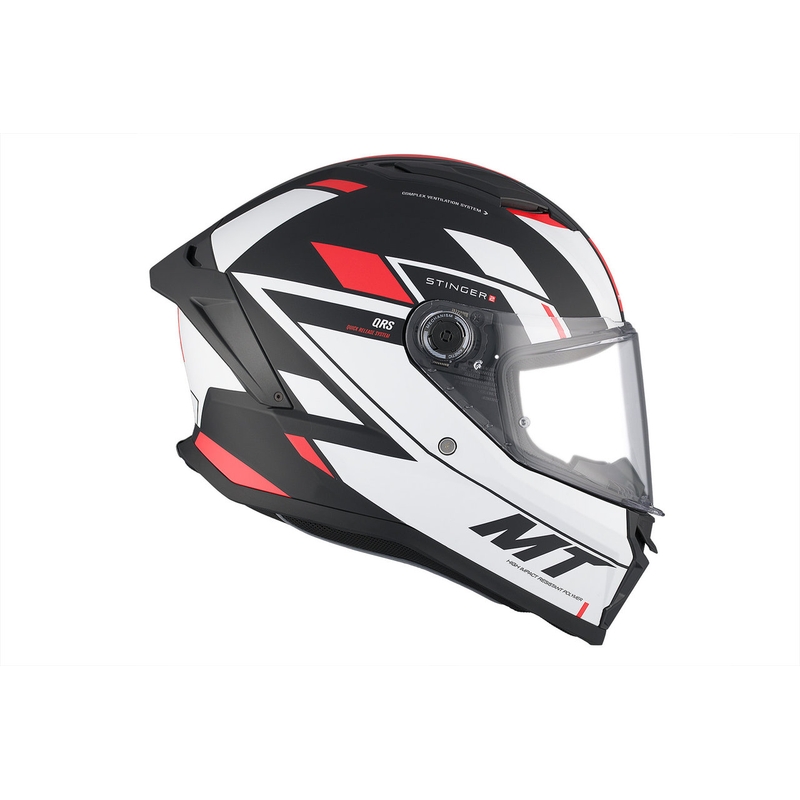 MT Stinger 2 Solid Zivze integraal motorhelm wit-zwart-rood mat