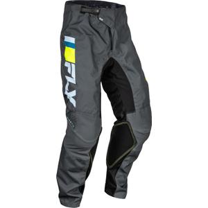 Motorcrossbroek FLY Racing Kinetic Prix 2024 grijs-fluo geel uitverkoop