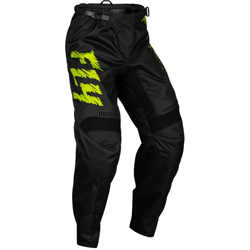 Kinder motorcrossbroek FLY Racing F-16 2024 zwart-fluogroen-grijs uitverkoop