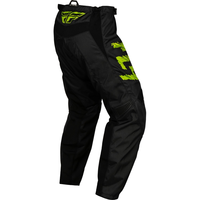 Kinder motorcrossbroek FLY Racing F-16 2024 zwart-fluogroen-grijs uitverkoop