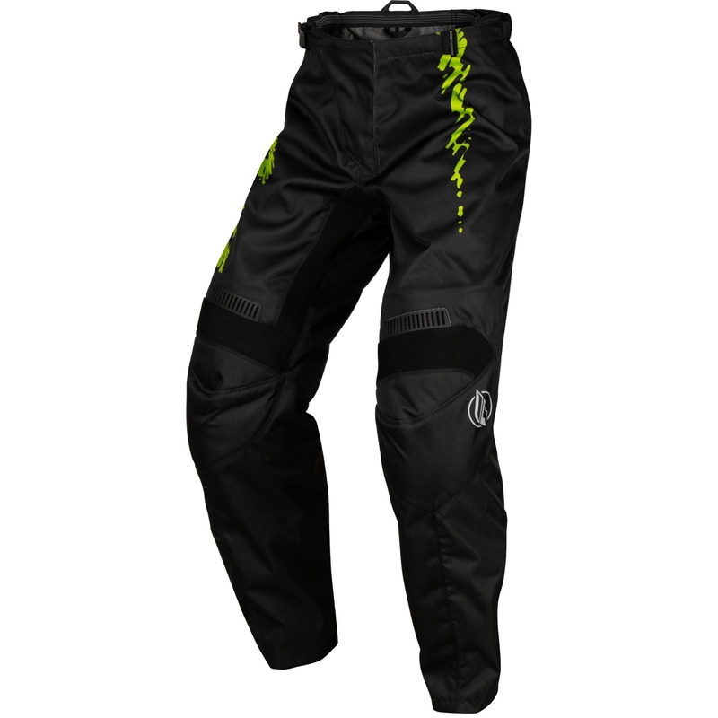 Kinder motorcrossbroek FLY Racing F-16 2024 zwart-fluogroen-grijs uitverkoop
