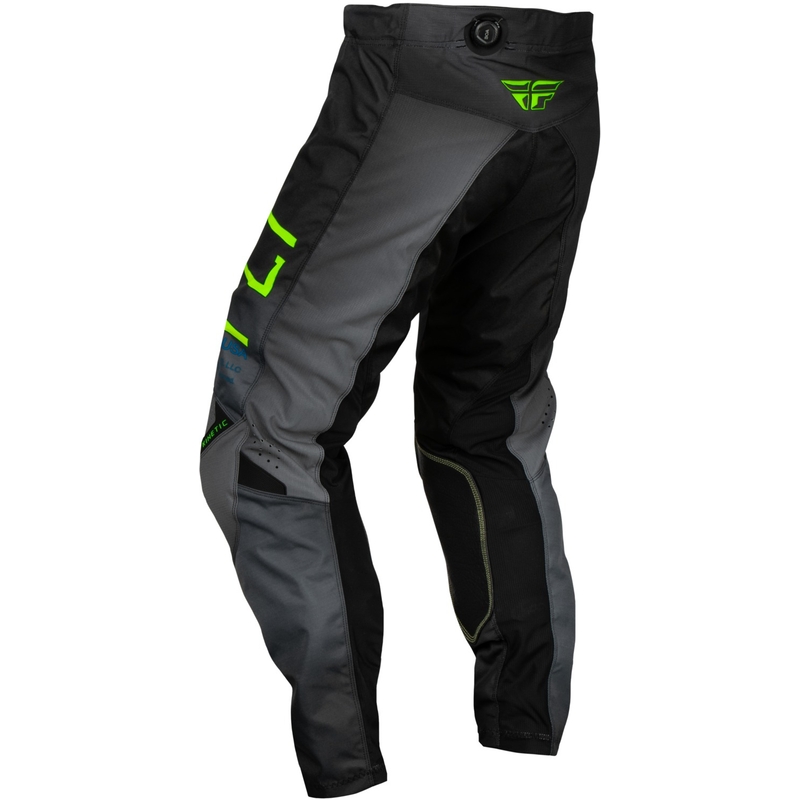 Kindercrossbroek FLY Racing Kinetic Prodigy zwart-fluo groen-blauw uitverkoop