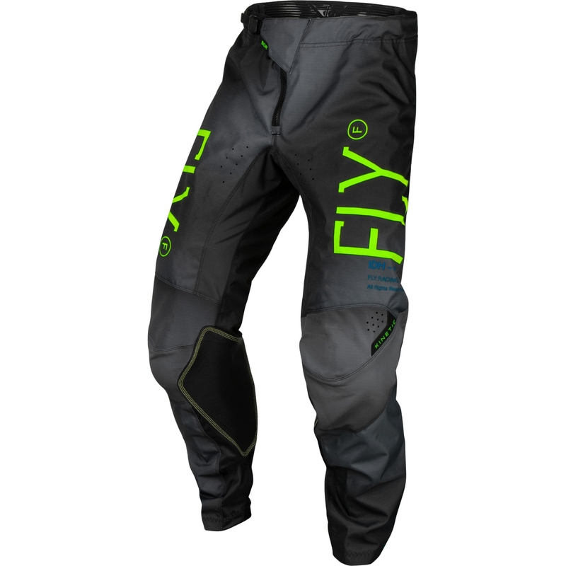 Kindercrossbroek FLY Racing Kinetic Prodigy zwart-fluo groen-blauw uitverkoop