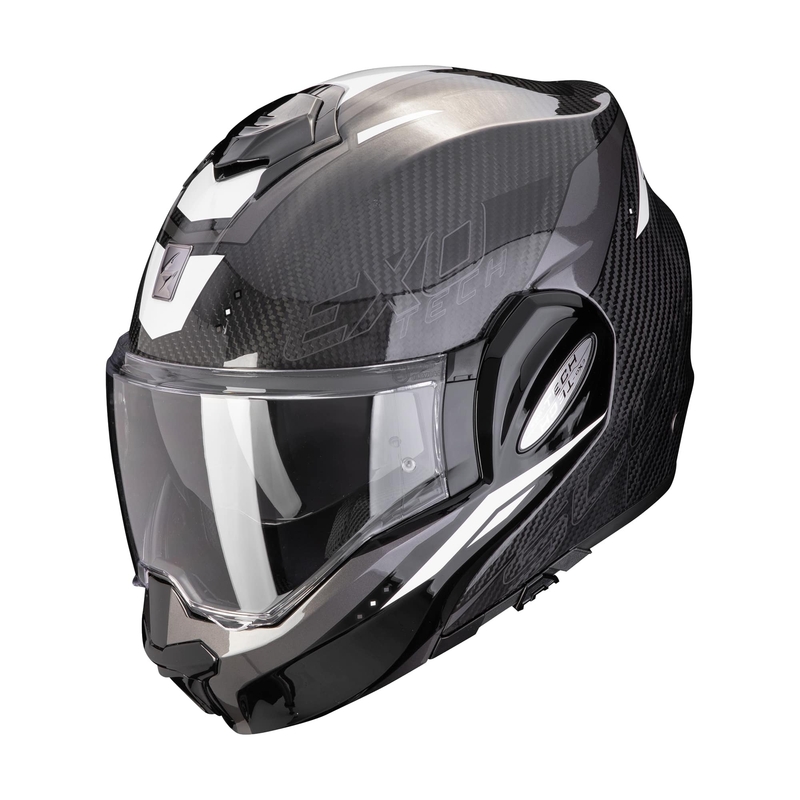 Opvouwbare motorhelm Scorpion EXO-TECH EVO CARBON ROVER zwart/wit