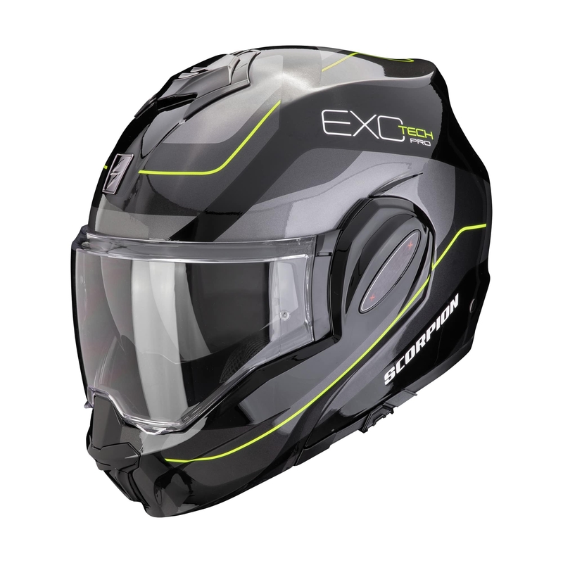 Opvouwbare motorhelm Scorpion EXO-TECH EVO PRO COMMUTA zwart-zilver-geel uitverkoop
