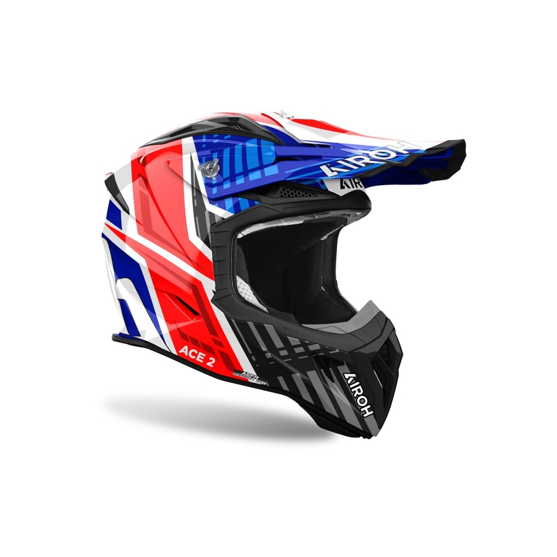 Crosshelm Airoh Aviator Ace 2 Stream blauw-rood glanzend