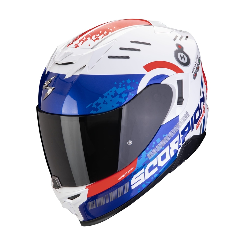 Integraalhelm Scorpion EXO-520 EVO AIR TITAN wit-blauw-rood uitverkoop