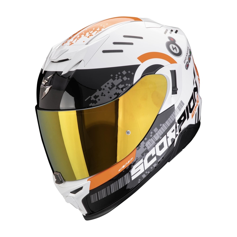 Integraal motorhelm Scorpion EXO-520 EVO AIR TITAN wit-oranje uitverkoop