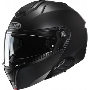HJC i91 Solid semi-platte zwarte flip-up motorhelm