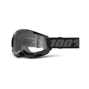 Motorcrossbril 100% STRATA 2 Nieuw zwart (helder plexi)