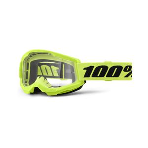 Motorcrossbril 100% STRATA 2 Nieuw fluo geel (helder plexi)