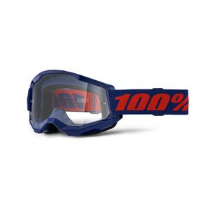 Motorcrossbril 100% STRATA 2 Nieuw donkerblauw (helder plexi)
