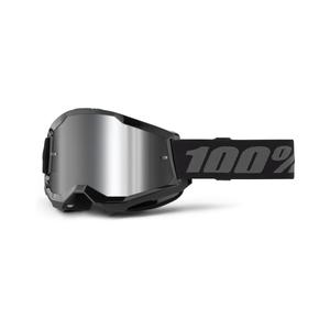 Motorcrossbril 100% STRATA 2 Nieuw zwart (zilver plexi)