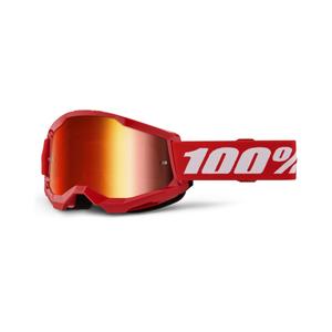 Motorcrossbril 100% STRATA 2 Nieuw rood (rood plexi)