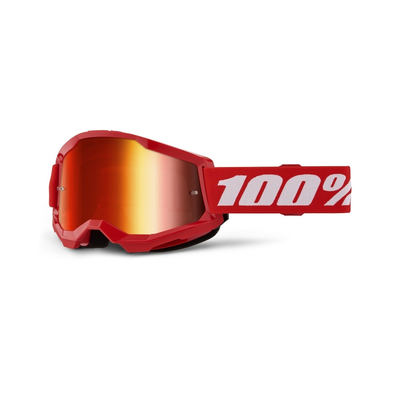 Motorcrossbril 100% STRATA 2 Nieuw rood (rood plexi)