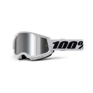 Motorcrossbril 100% STRATA 2 Nieuw wit (zilver plexi)