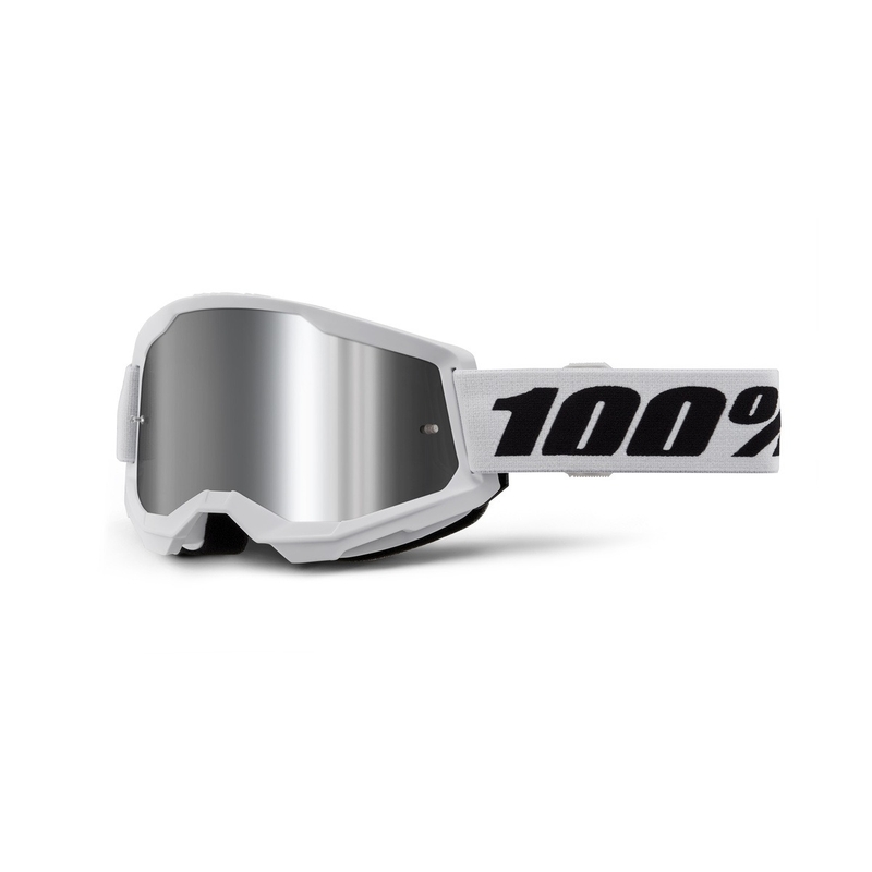 Motorcrossbril 100% STRATA 2 Nieuw wit (zilver plexi)