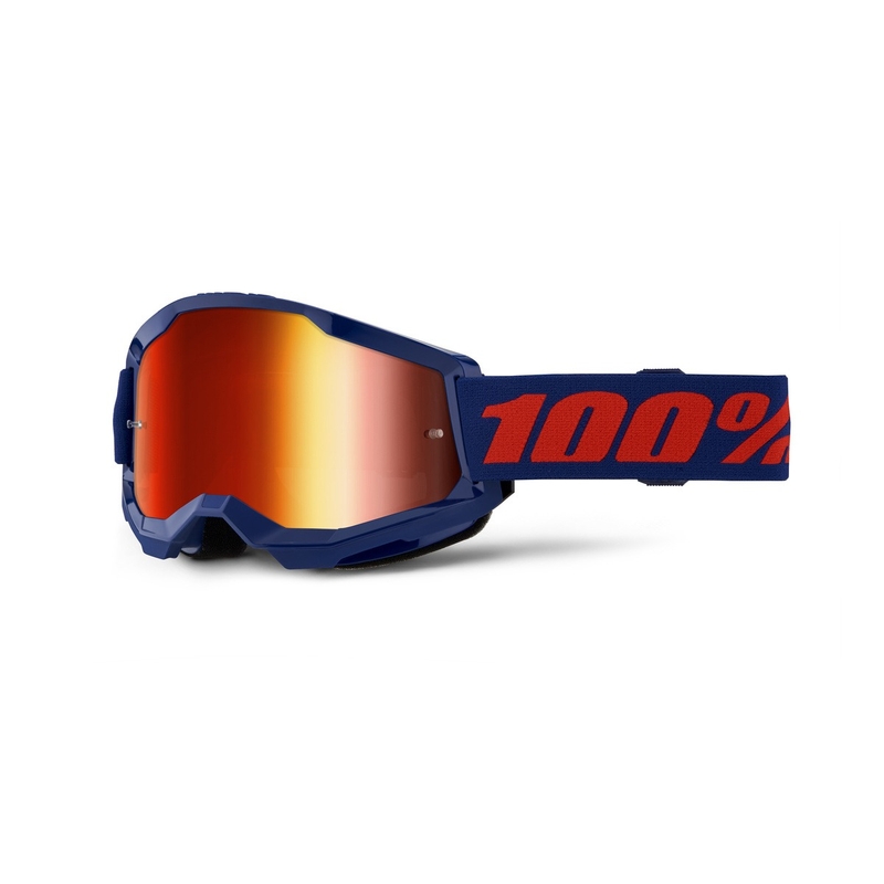 Motorcrossbril 100% STRATA 2 Nieuw blauw (rood plexi)