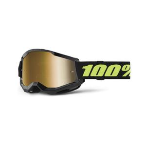 Motorcrossbril 100% STRATA 2 Nieuw Solar zwart (goud plexi)