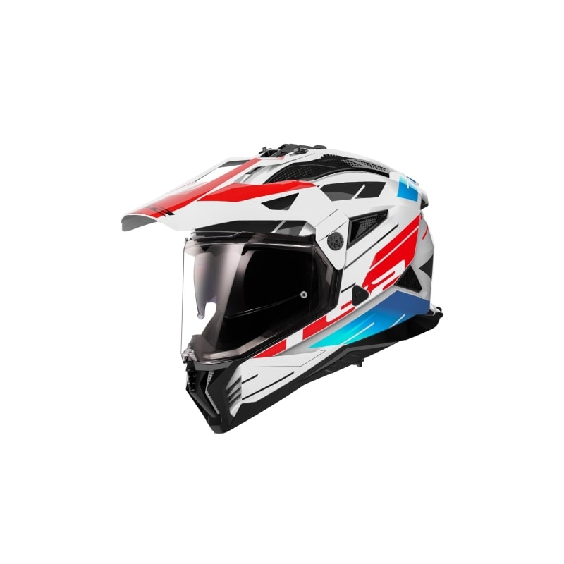 Enduro motorhelm LS2 MX702 PIONEER II NAMIB wit-blauw-rood