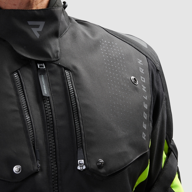 Motorjas Rebelhorn Hiker IV zwart-antraciet-fluogeel