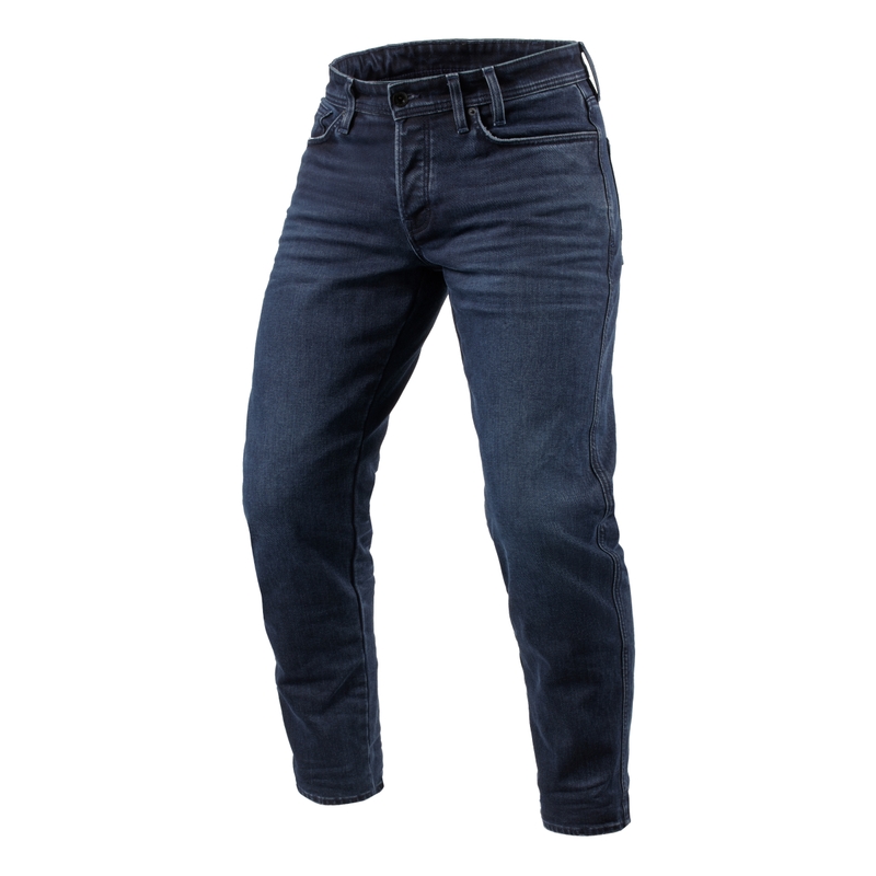 Verlengde motorjeans Revit Ortes TF gerafeld donkerblauw-zwart