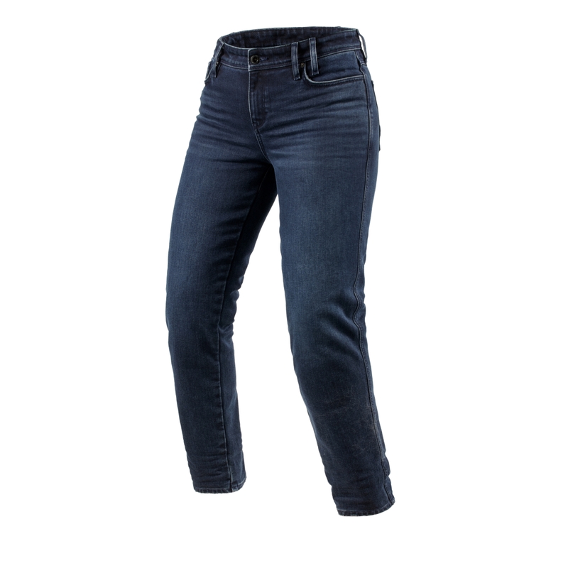 Dameskorte motorjeans Revit Violet BF gewassen blauw-zwart