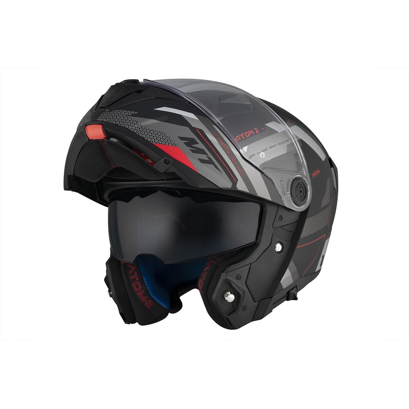MT ATOM 2 SV BAST D5 motorhelm mat zwart-grijs-wit