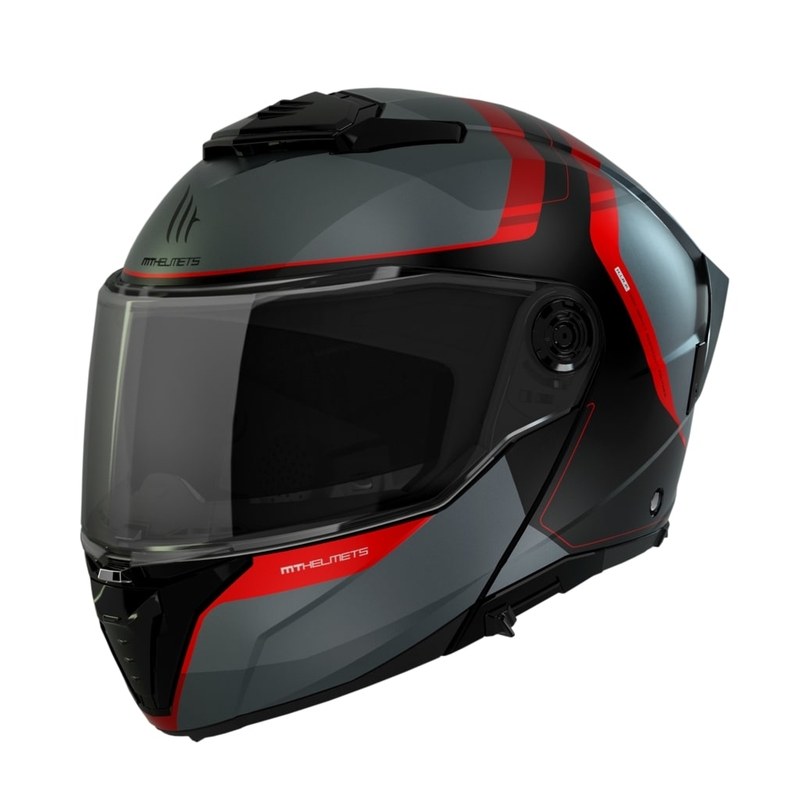 MT ATOM 2 SV EMALLA B15 motorhelm mat grijs-zwart-rood