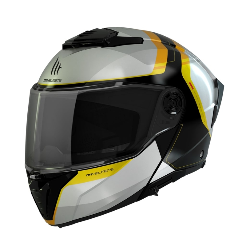 Motorhelm MT ATOM 2 SV EMALLA B3 wit-zwart-geel