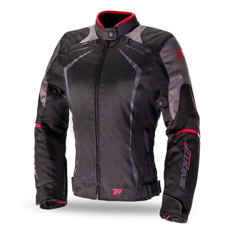 Dames motorjas SEVENTY DEGREES SD-JR49 zwart-rood