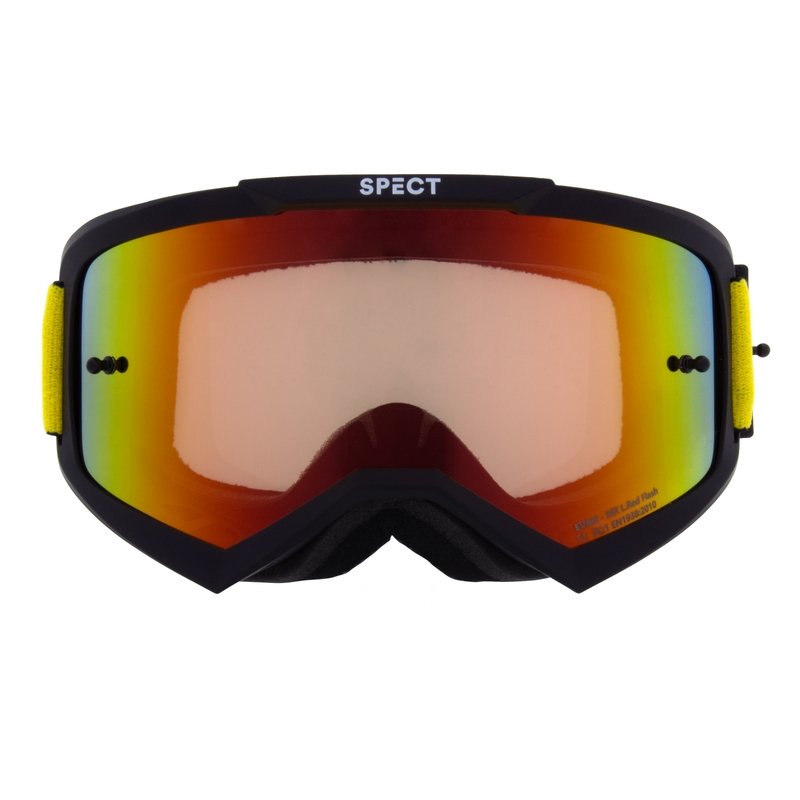 Motorcrossbril Red Bull Spect EVAN zwart met rood-gele lens