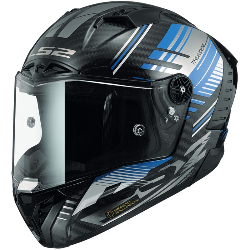 LS2 FF805 Thunder Carbon Volt Zwart-Blauw Integrale Motorhelm