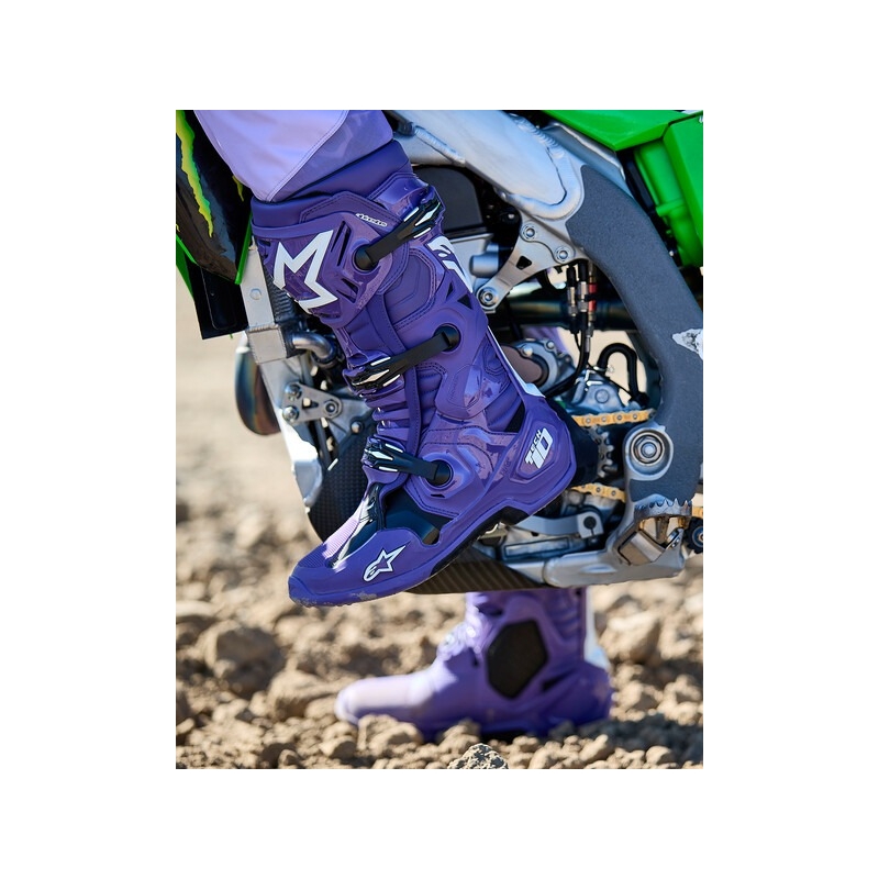Alpinestars Tech 10 motorlaarzen paars-zwart-wit
