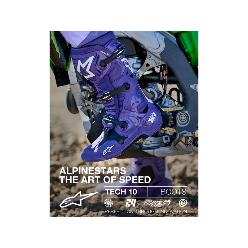Alpinestars Tech 10 motorlaarzen paars-zwart-wit