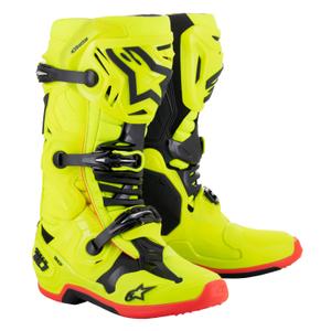 Alpinestars Tech 10 2024 Geel Fluo Rood Fluo Motorfiets Laarzen
