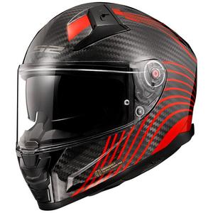 LS2 FF811 Vector II Carbon Flux Zwart-Rood Integraal Motorhelm