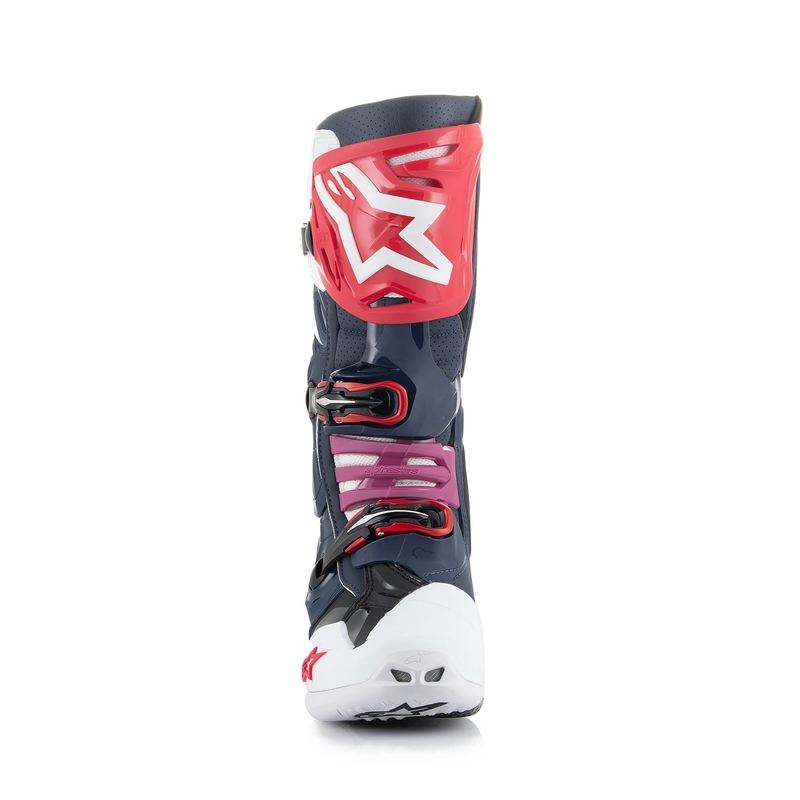 Alpinestars Tech 10 Supervented geperforeerde motorlaarzen donkerblauw-wit-rood-paars