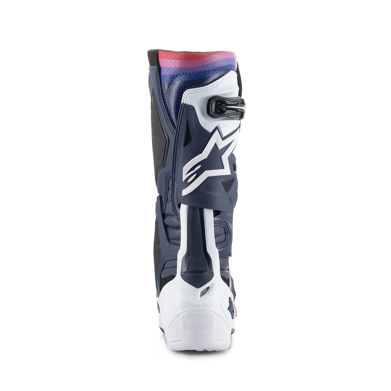 Alpinestars Tech 10 Supervented geperforeerde motorlaarzen donkerblauw-wit-rood-paars