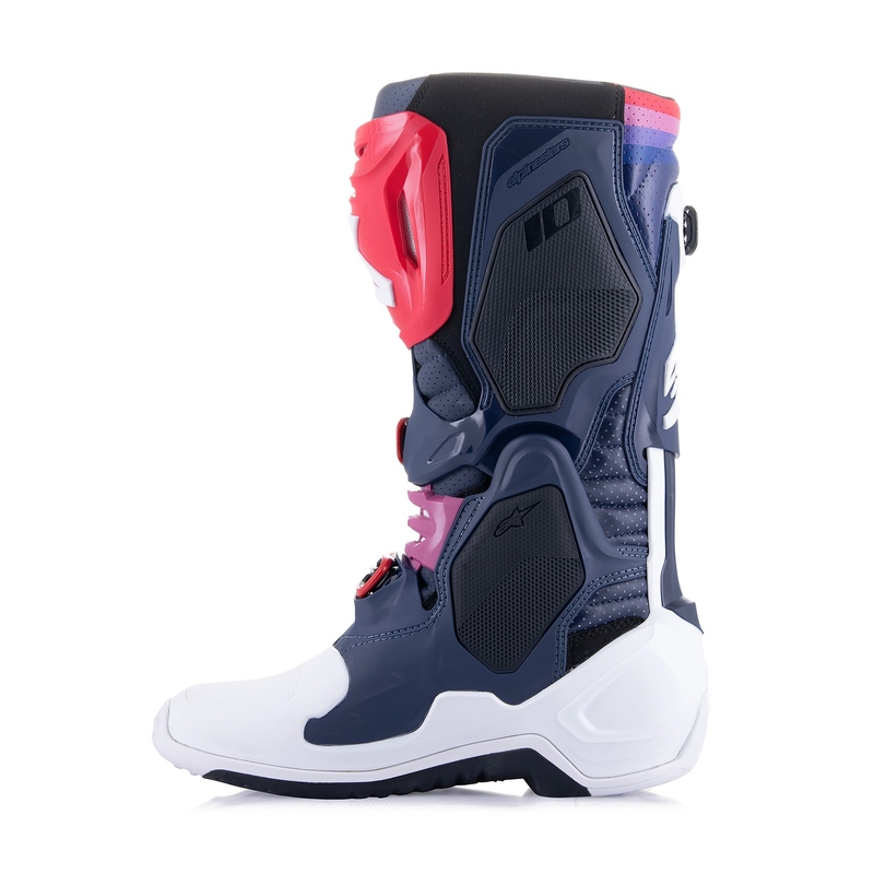 Alpinestars Tech 10 Supervented geperforeerde motorlaarzen donkerblauw-wit-rood-paars