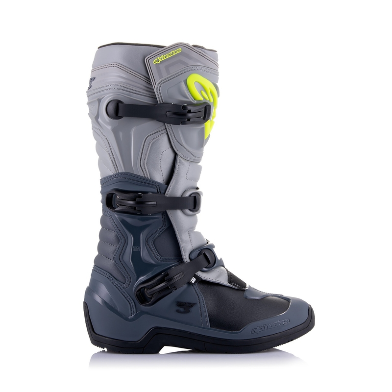 Alpinestars Tech 3 lichtgrijs-zwart-fluogeel motorlaarzen