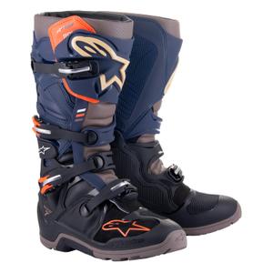 Alpinestars Tech 7 Enduro Drystar 2024 Blauw-Grijs-Oranje-Zwart Motorfiets Laarzen