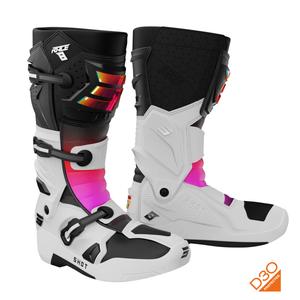 Shot Race 8 Holografisch Wit-Zwart-Roze Motorfiets Laarzen