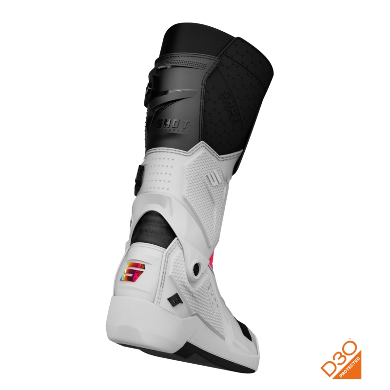 Shot Race 8 holografische wit-zwart-roze motorcrosslaarzen