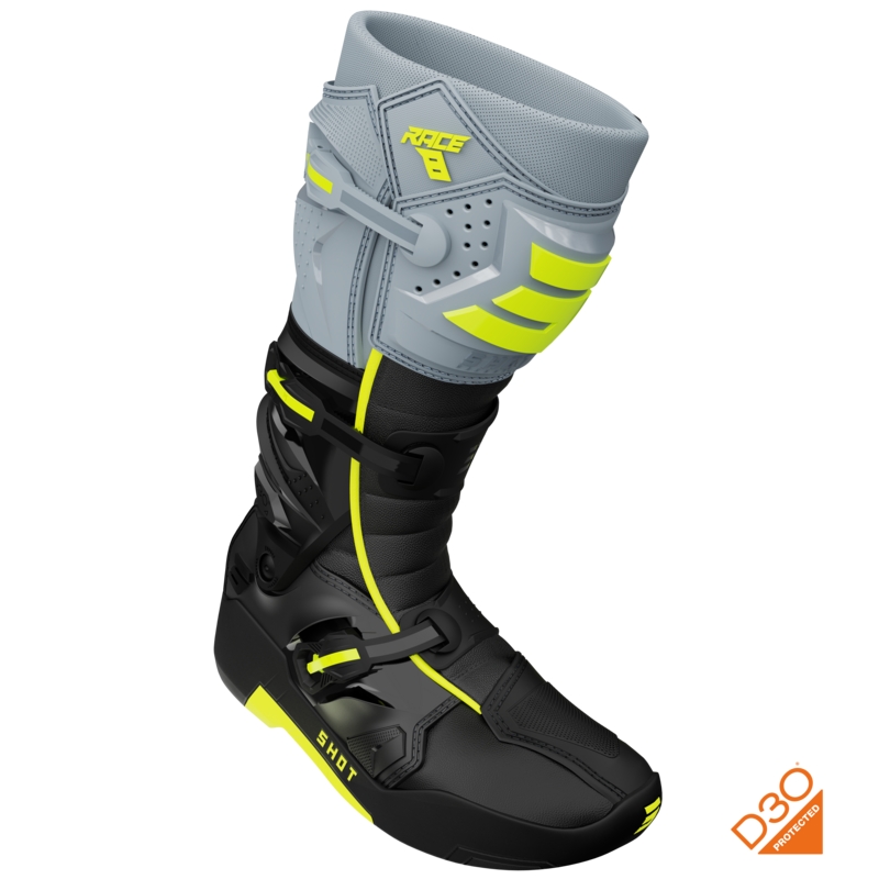 Shot Race 8 motorcrosslaarzen zwart-grijs-fluor geel