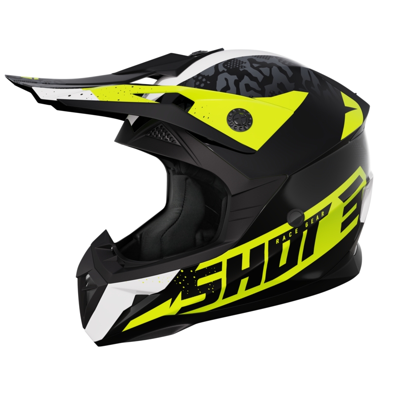 Shot Pulse Airfit zwart-wit-fluo geel glanzende motorcrosshelm uitverkoop