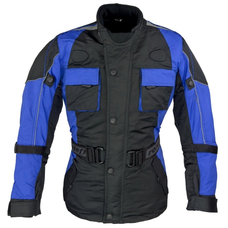 Kindermotorjas Roleff Taslan zwart en blauw