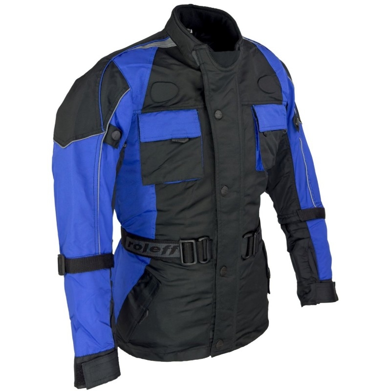 Kindermotorjas Roleff Taslan zwart en blauw