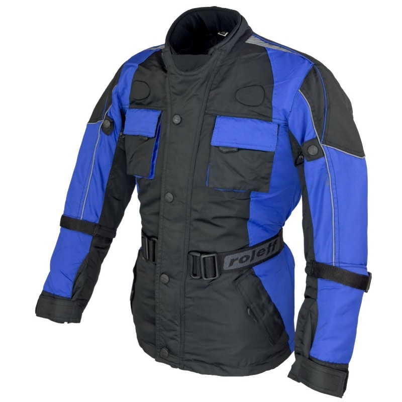 Kindermotorjas Roleff Taslan zwart en blauw